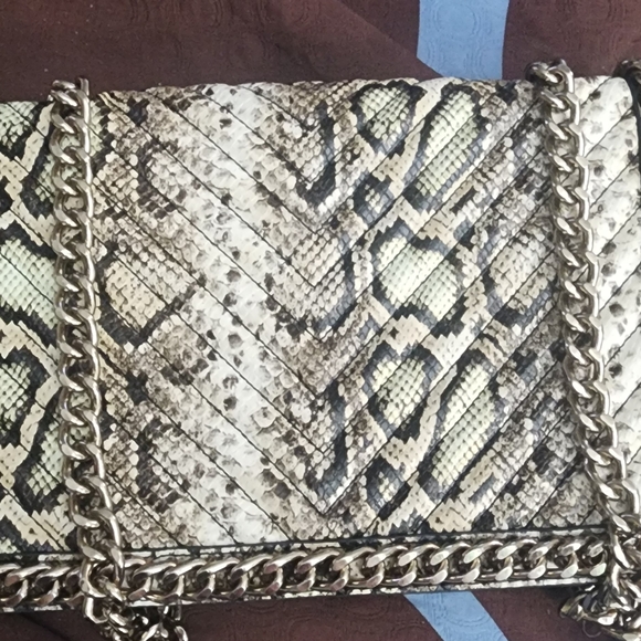 💔Aldo Snakeskin Clutch with Gold Chain - Picture 1 of 3